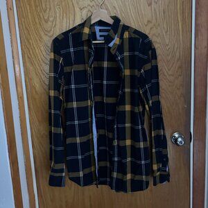 Tailored Slim-Fit Custom 078 Gold and Black Banana Republic Button down